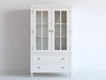 Estanterías madera 90x40x180 cm color blanco diseño clásico con 2 puertas y 2 cajones almacenamiento