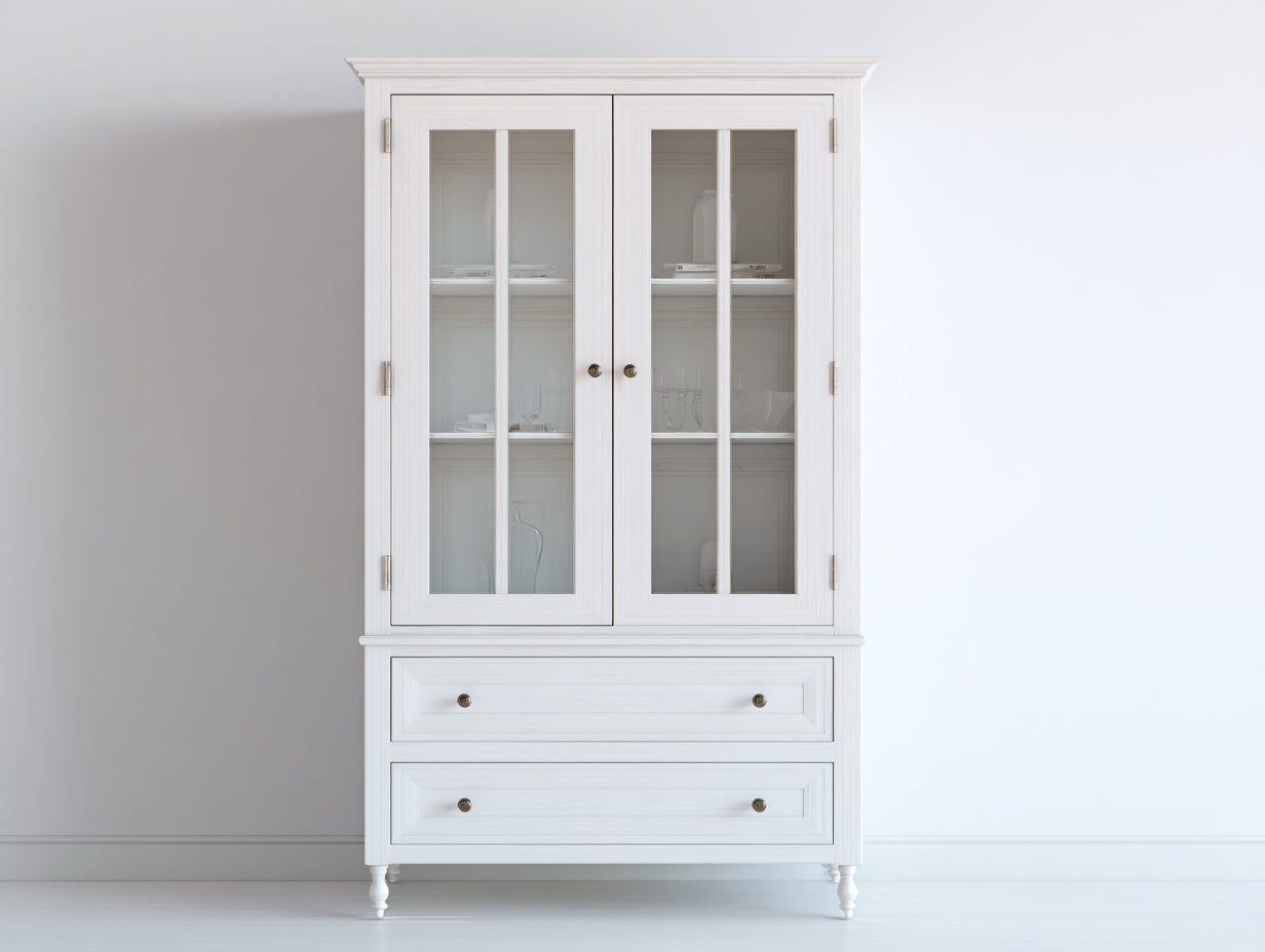 Estanterías madera 90x40x180 cm color blanco diseño clásico con 2 puertas y 2 cajones almacenamiento