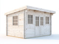 Casetas de jardín de madera 300x240x220 cm - blanco - diseño moderno con 2 puertas y 3 ventanas