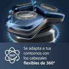 Serie 7000 Afeitadora Eléctrica Hombre, Máquina de Afeitar Barba con Recortadora, 45 cuchillas, 60min de uso, En Seco y Húmedo, Recargable, Centro de Limpieza, Base Carga, S7886/55, Negro