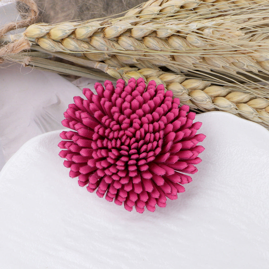 Textured Spike Pom Fabric Flower Applique - Product Detail Photo 3