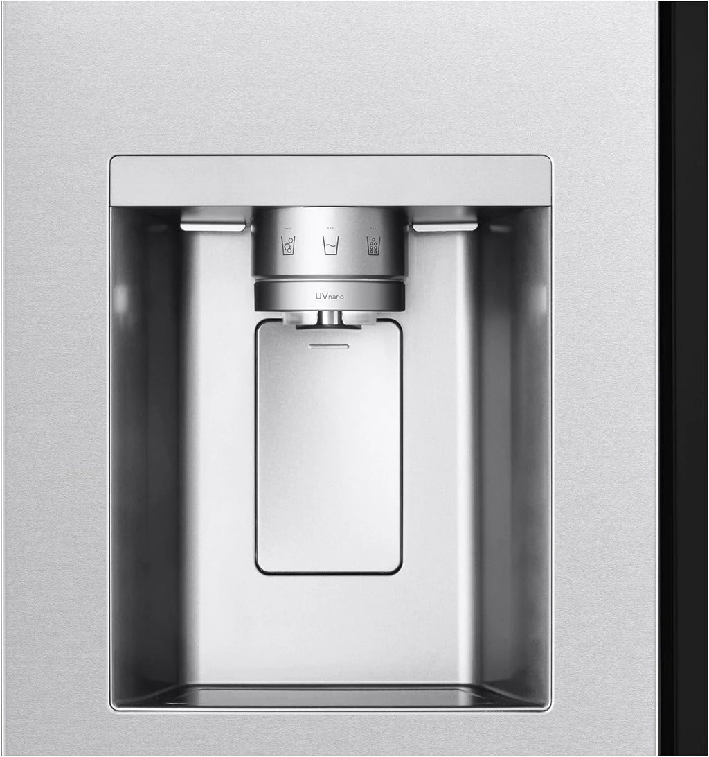 LG GSGV81PYLL Side by Side Kühlschrank, Klasse E, 635 L, Instaview, Kühlschrank mit Gefrierfach, Eis-, Crushed Ice- Wasserspender, Total NoFrost, Smart Inverter Kompressor, Wi-Fi