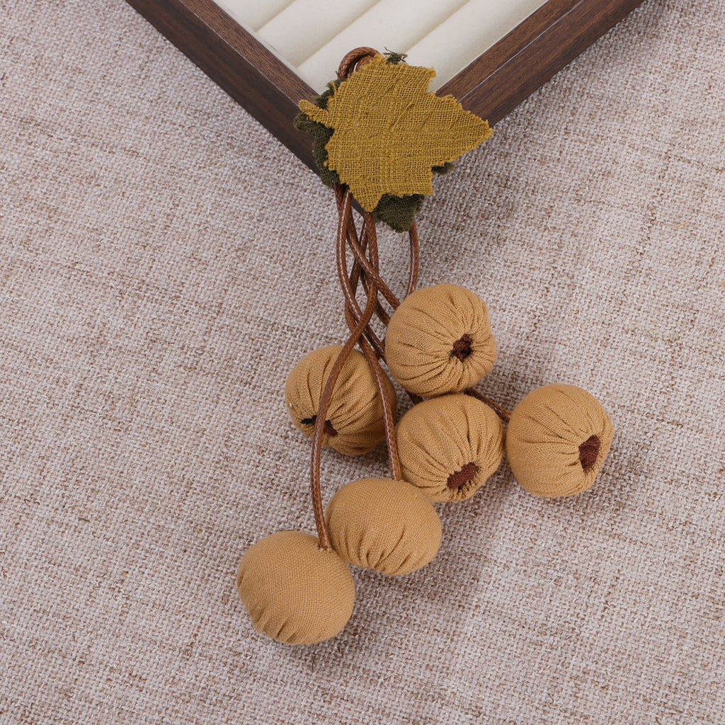 Fabric Berry Cluster with Leaf Accent - Wine Red 13CM