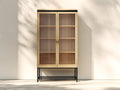 Estanterías de madera y vidrio 90x40x185 cm - roble-negro - estilo industrial
