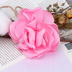 Satin Rose Fabric Flower with Stamen Center - Beige 7cm