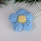 Knit Daisy Fabric Flower with Center Accent - Purple 4cm