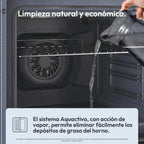 Candy FIDCP X625 L, Horno Multifunción, 70L, Bandeja y Rejilla, Limpieza Aquactiva, Convección + Ventilador radial, 8 Funciones, Display Timer Touch, Mandos Push&Pull, Puerta 2 Cristales, Inox y Negro
