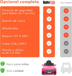 BabyCar Mercedes CLS 350 AMG | Coche Electrico para Niños 12V con 2 Motores 25W | Carro Electrico Infantil con Mando Parental, Asiento de Piel, Puertas Abatibles, MP3/USB | Mercedes Oficial | Rosa