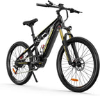 Bicicleta eléctrica todoterreno de 26 pulgadas y 70 NM para adultos con batería de iones de litio desmontable de 48 V 17.5 AH, 7 velocidades con amortiguadores dobles y freno de disco
