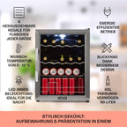 Klarstein Mini Kühlschrank mit Glastür für Zimmer, Getrnkekühlschrank mit Verstellbaren Ablagen, Kleiner 80 Liter, Indoor/Outdoor Kühlschrank Leise