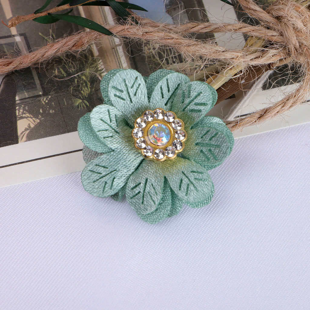 Leaf Petal Fabric Flower with Rhinestone Center - Product Detail Photo 2