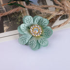 Leaf Petal Fabric Flower with Rhinestone Center - Product Detail Photo 2