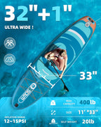 Tabla de Paddle Surf Hinchable 320cm con Accesorios Incluidos de Primera Calidad, Remo Ajustable, Bomba de Mano, Mochila de Transporte. 320 x 84 x 15 cm, Soporta hasta 158Kg