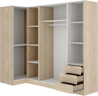 DEKIT GRUPO RIMOBEL Essen Armario de rincón con cajones - Roble Natural - 184 cm (Alto) x 91 cm (Ancho) x 214 cm (Prof.)