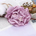 Satin Rose Fabric Flower with Stamen Center - Wine Red 7CM