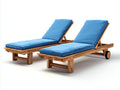 Tumbonas de jardín madera maciza 200x70x90 cm azul con cojines para exterior estilo natural