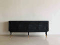 Mueble recibidor madera 180x42x80 cm - negro - diseño moderno con 4 puertas