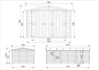 Garaje de Madera Natural - cobertizo en Pino/Abeto - A222x616x324 cm / 18 m² - Construcción Paneles - Taller de jardinería - Almacén de automóviles, cobertizo para Herramientas-TIMBELA M102