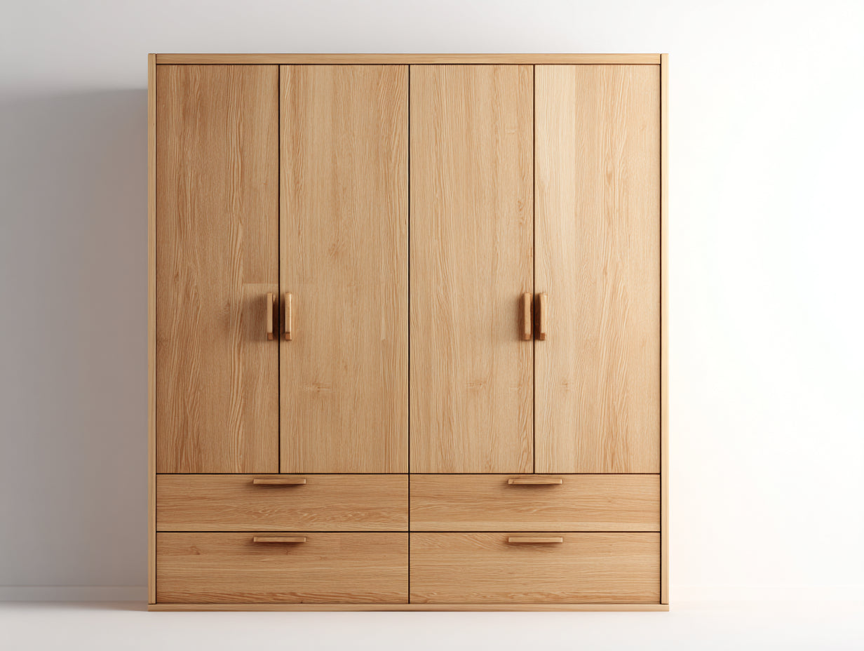 Armarios de madera 160x60x200 cm - color roble - diseño moderno con 4 puertas y 4 cajones