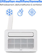 MEDION Smart Climatiseur Split P502 (5000 BTU, 3-en-1, Refroidir, Déshumidification, Ventilation, pour caravane, camping-car, kit de joint de fenêtre, mode sommeil, contrôle Wifi, Écran, MD 37735)