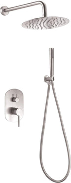 IMEX - Ducha Exterior Pared Acero Inoxidable | Ducha de Jardín Empotrable Exterior para Pared de Acero S.316 | Conjunto de Grifería con Agua Fría y Caliente para Piscina con Alcachofa | Serie Moscú