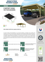 Forest Style - Cochera Doble Victor Modern 30,9 m² (6,02 x 5,11 x 2,52 m) – Madera de Pino Tratada – Techo de Policarbonato – Aparcamiento Cubierto para 2 Coches – Estructura Robusta y Duradera