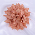 Metallic Striped Ruffled Fabric Flower Applique - Blue 11CM