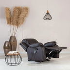 Don Descanso - Sillón Masaje Relax Calor Trevi Negro Reclinable 160º con 8 Motores Silenciosos, Calor Lumbar, Sist. Masaje 4 Zonas y Acabado en PU Anti-Cuarteo [Incluye Mando]. Ideal Gente Mayor