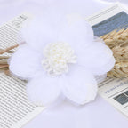 Layered Dahlia Fabric Flower with Fringe Center - Purple 10cm