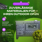 Horno de Cocina Exterior, Horno de terraza, Cocina Exterior con leña o carbón Vegetal, Horno de jardín, Cocina de Exterior (Puerta de Hierro Fundido+2 Tubos)
