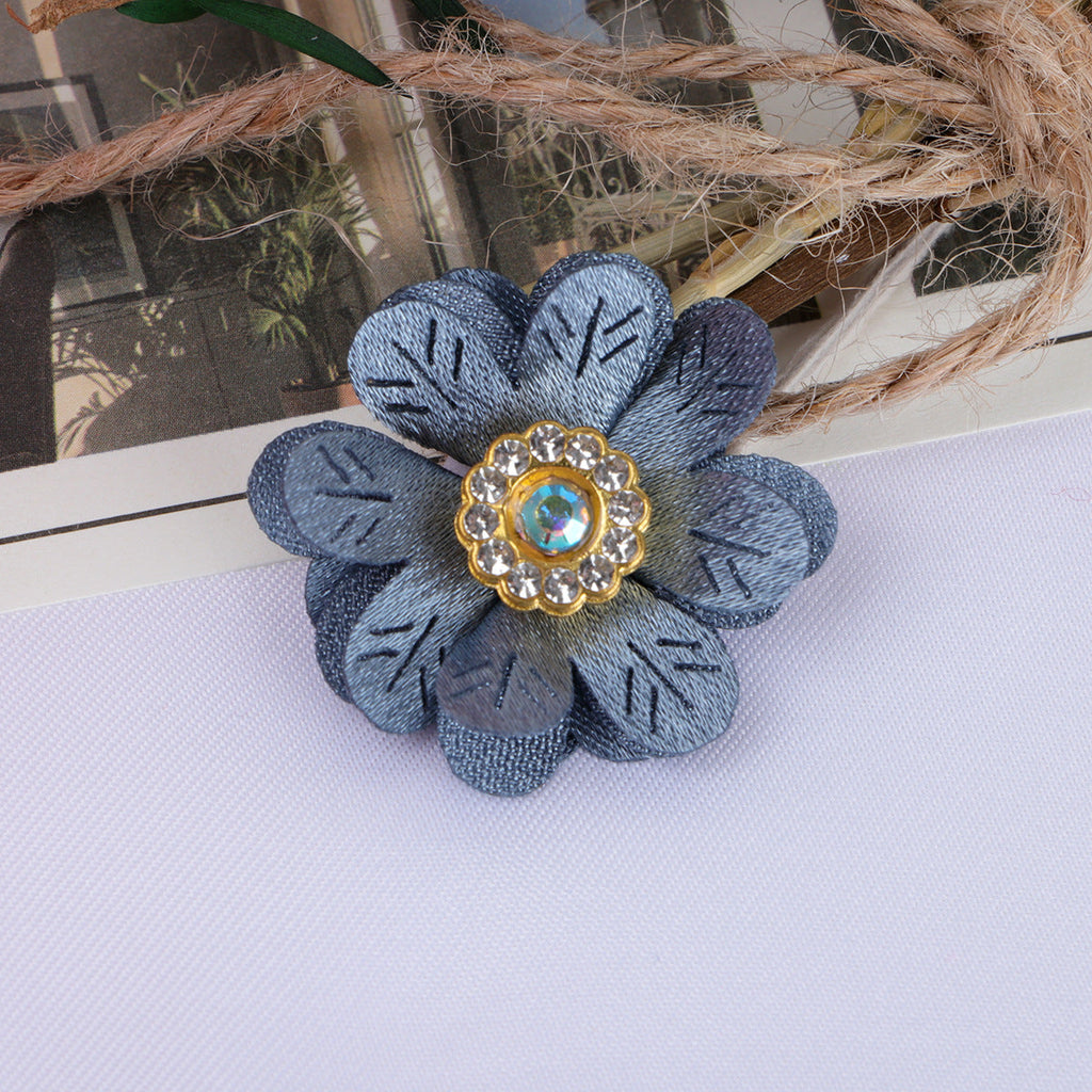 Leaf Petal Fabric Flower with Rhinestone Center - Product Detail Photo 1