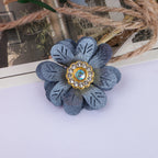 Leaf Petal Fabric Flower with Rhinestone Center - Product Detail Photo 1