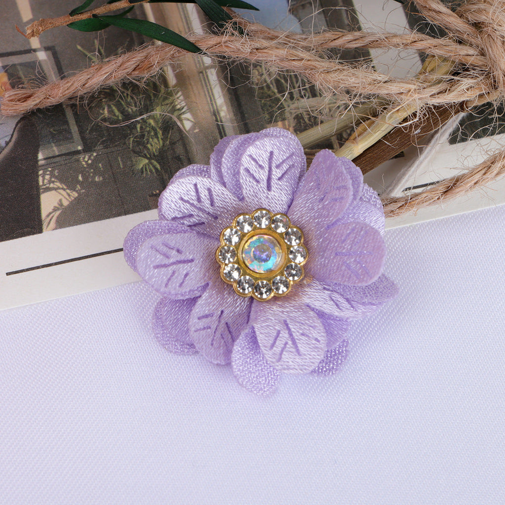 Leaf Petal Fabric Flower with Rhinestone Center - Product Detail Photo 3