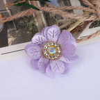 Leaf Petal Fabric Flower with Rhinestone Center - Product Detail Photo 3