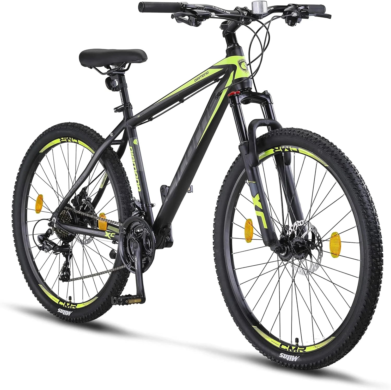 Licorne Bike Diamond Premium - Bicicleta de montaña de aluminio para niños, niñas, hombres y mujeres, cambio de 21 velocidades, freno de disco, horquilla delantera ajustable de 26, 27,5 y 29 pulgadas