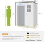 Outsunny Caseta de Jardín Exterior, 1,14 m², 151x92x193 cm, Cobertizo de Jardín Exterior con Suelo, Puerta Corredera, Ventana y Techo Inclinado, para Almacenamiento de Herramientas, Gris