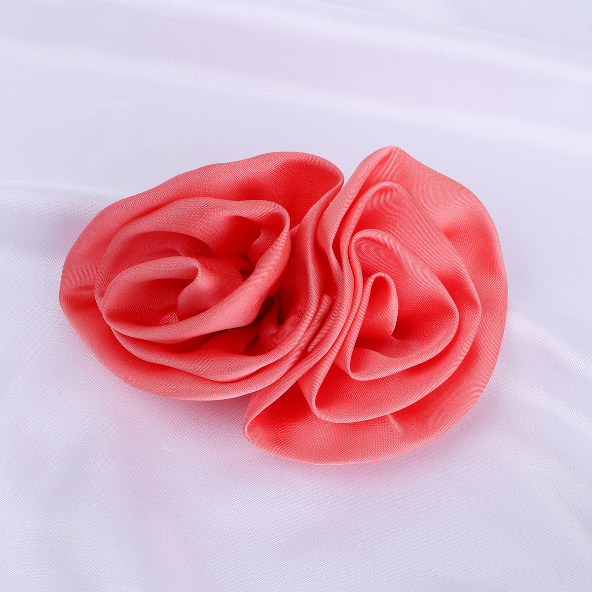 Satin Rolled Rosette Fabric Flower Applique - Product Detail Photo 2