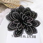 Sparkly Rhinestone Camellia Fabric Flower Applique - Product Detail Photo 4