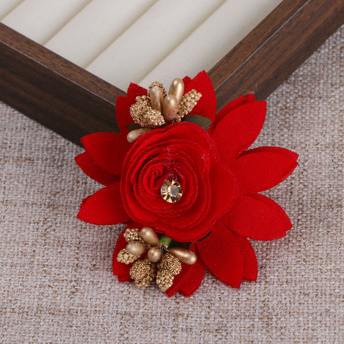 Layered Lotus Fabric Flower with Stamen Accent - Product Detail Photo 1