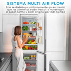 Midea Frigorífico Combi No Frost | 60 cm ancho x 188 alto cm | Inox | Nevera libre instalación 224 L + 86 L Congelador - Refrigerador de bajo consumo con congelador vertical