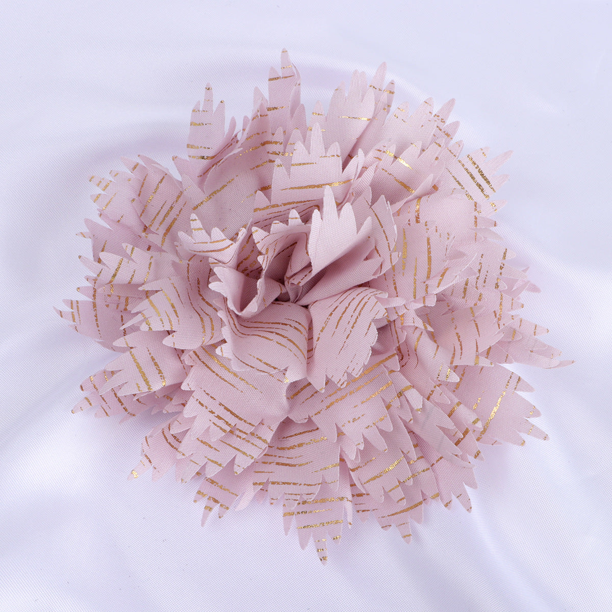 Metallic Striped Ruffled Fabric Flower Applique - Product Detail Photo 2