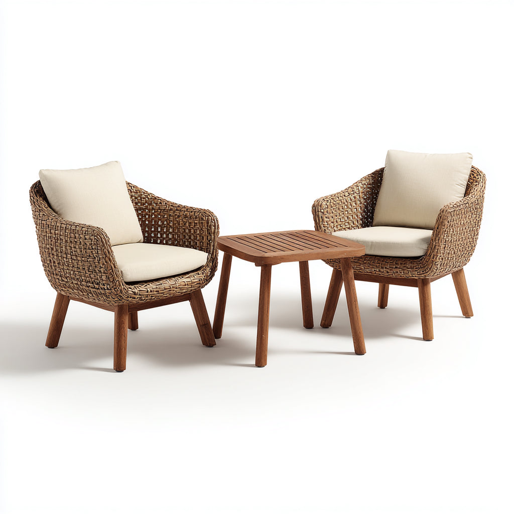 Conjunto de sofá de exterior ratán sintético 72x78x80 cm - marrón-beige - diseño moderno