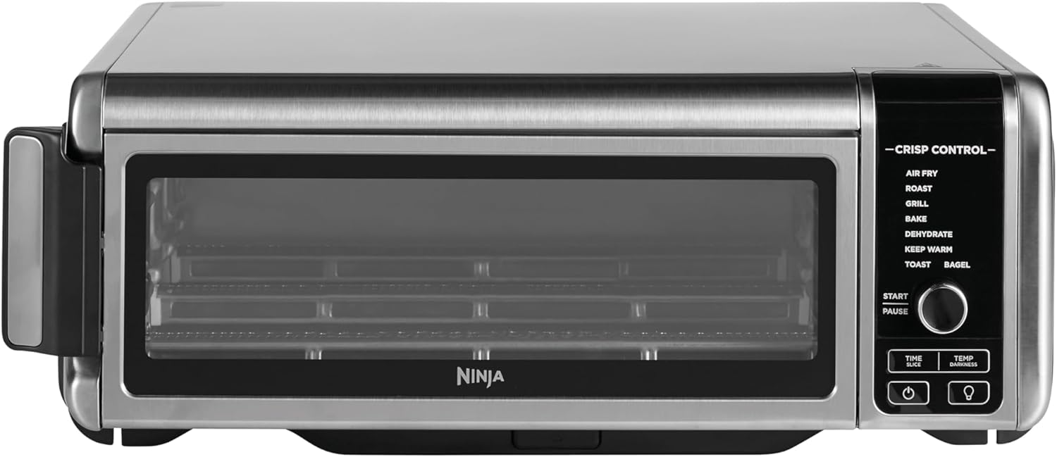 Ninja Foodi 10 w 1, piekarnik wielofunkcyjny, przenośny mini piekarnik na blat, frytkownica beztłuszczowa, pieczenie, grill, ciasta i więcej,10 funkcji gotowania, srebrno/czarny, DT200EU