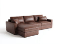Sofás rinconeros tapizados en cuero sintético con chaise longue 260x160x85 cm - marrón - diseño moderno