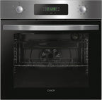 Candy FIDCP X625 L, Horno Multifunción, 70L, Bandeja y Rejilla, Limpieza Aquactiva, Convección + Ventilador radial, 8 Funciones, Display Timer Touch, Mandos Push&Pull, Puerta 2 Cristales, Inox y Negro