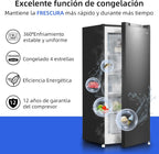 Congelador vertical independiente CHiQ, 145L de capacidad, congelación rápida, termostato ajustable, silencioso, puerta reversible, negro, clasificación energética E