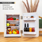 TZS First Austria lautloser Minikühlschrank | Retro Design | Einstellbare Kühlleistung | Türgriff |Thermoelektrisches Kühlsystem | 40L | creme