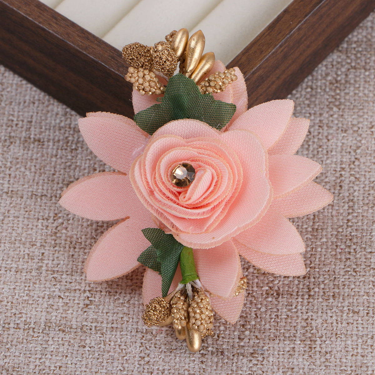 Layered Lotus Fabric Flower with Stamen Accent - Product Detail Photo 3