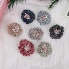 Sparkle Dahlia Fabric Flower with Bead Center - Red 3cm