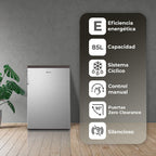 Svan Congelador vertical Inox SCV855500EX. Capacidad 85 Litros, Puerta Reversible, Bajo nivel Sonoro, Eficiencia Energética Clase E
